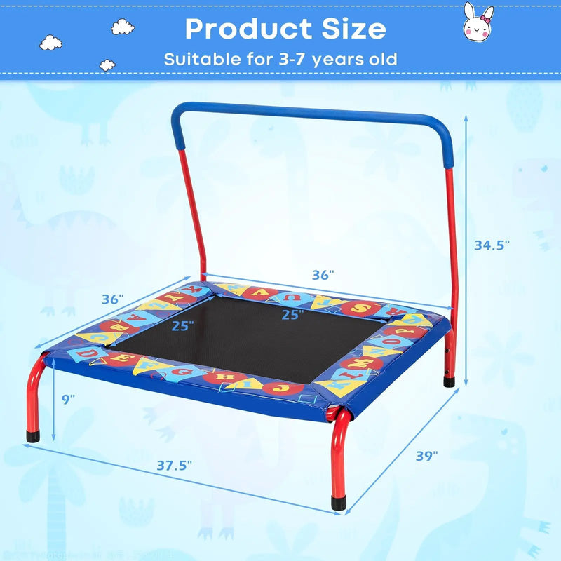 36 Inch Kids Indoor Outdoor Square Trampoline with Foamed Handrail-Blue by DirectDeals