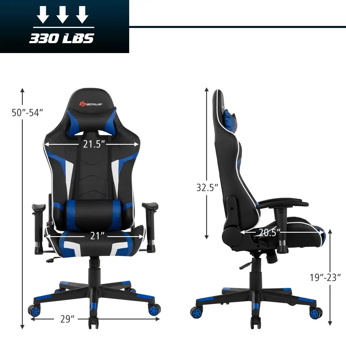 Reclining Swivel Massage Gaming Chair with Lumbar Support by DirectDeals