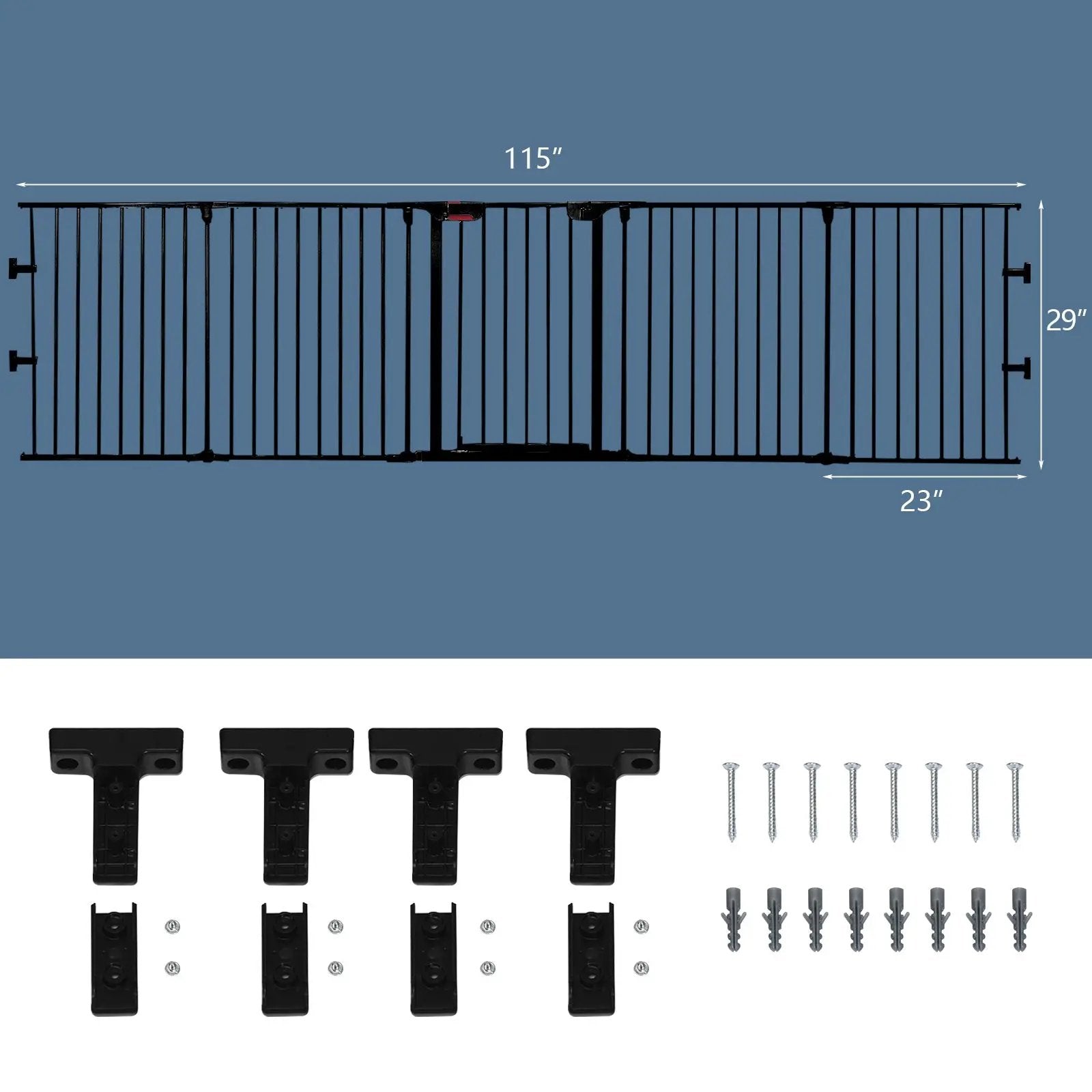 115 Inch Length 5 Panel Adjustable Wide Fireplace Fence by DirectDeals