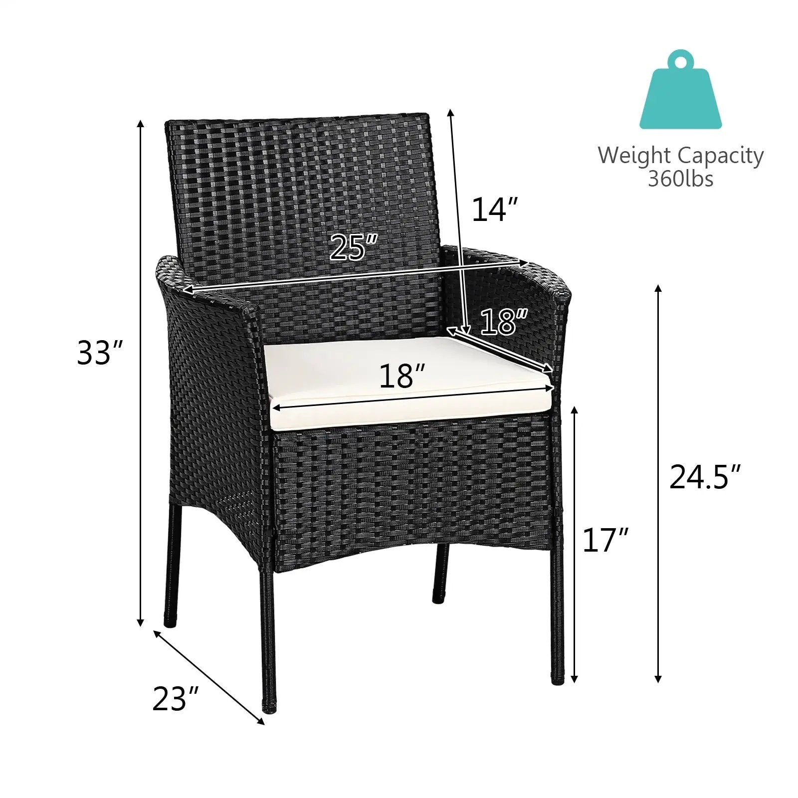 2 Pieces Patio Wicker Chairs with Cozy Seat Cushions by DirectDeals