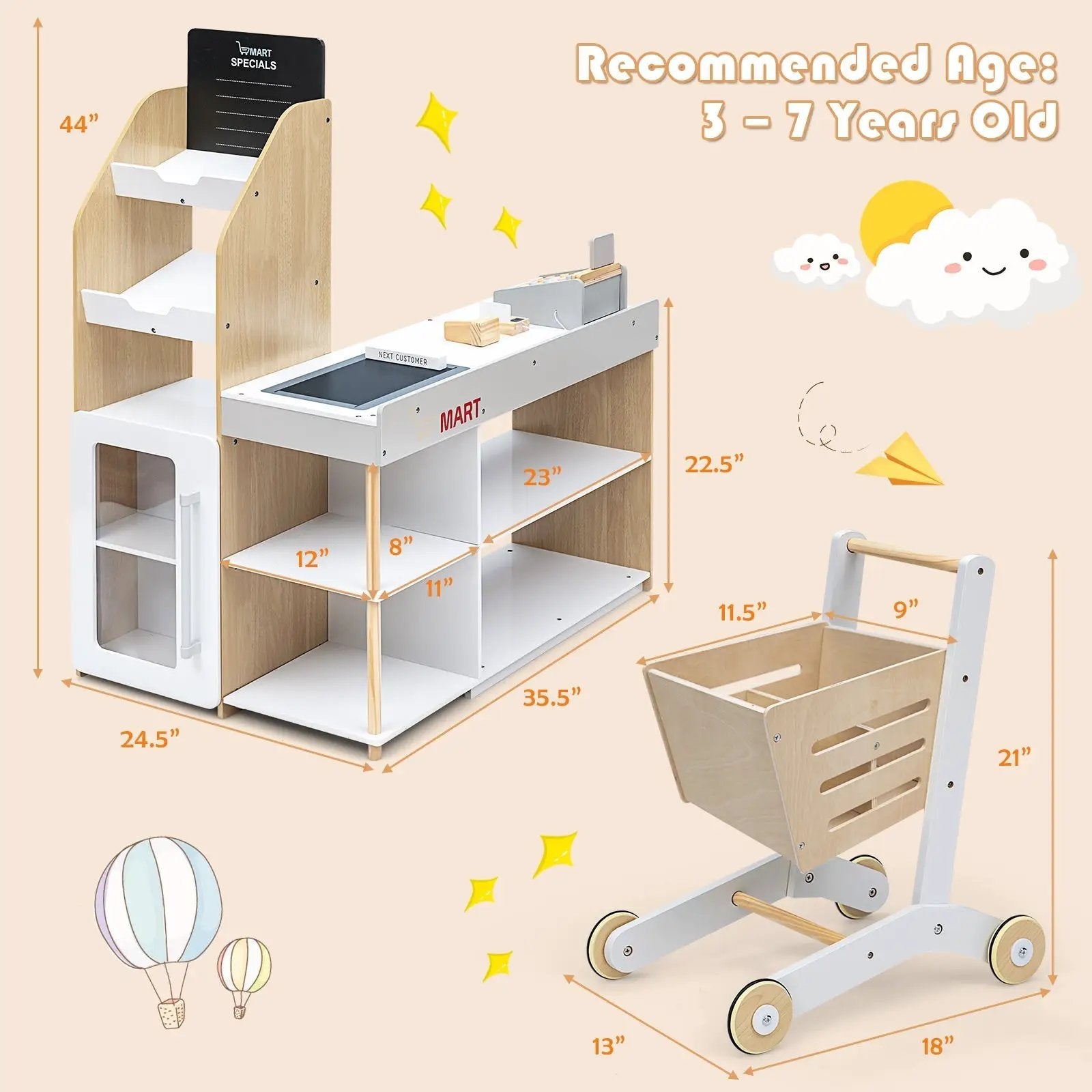 Grocery Store Playset Pretend Play Supermarket Shopping Set by DirectDeals