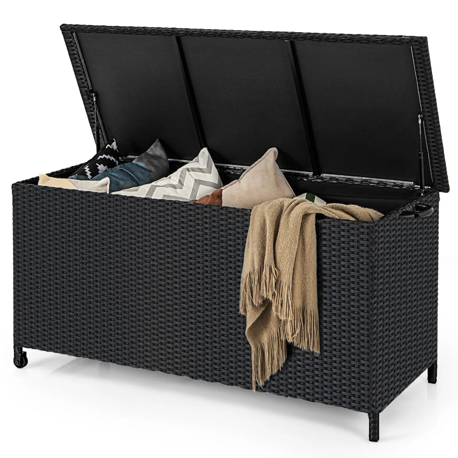 Indoor Outdoor 85 Gallon Storage Container with Waterproof Liner and Universal Wheels by DirectDeals