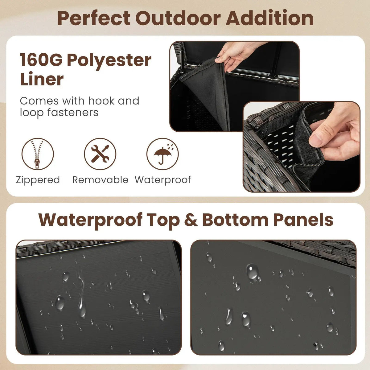 Indoor Outdoor 85 Gallon Storage Container with Waterproof Liner and Universal Wheels by DirectDeals