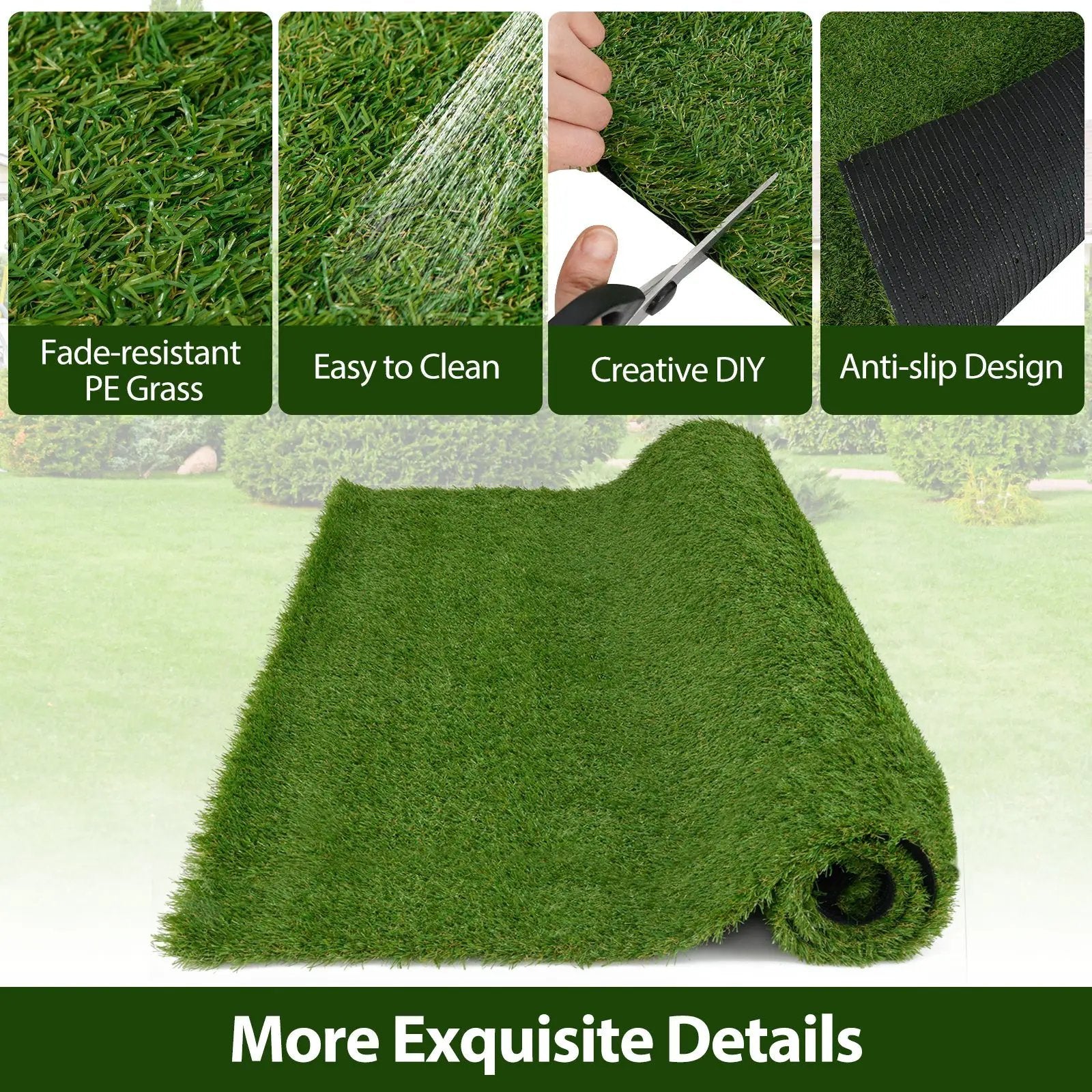 Indoor Outdoor Synthetic Turf Mat with Drainage Holes by DirectDeals