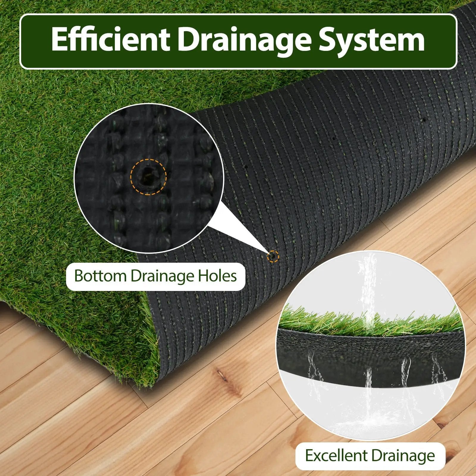 Indoor Outdoor Synthetic Turf Mat with Drainage Holes by DirectDeals