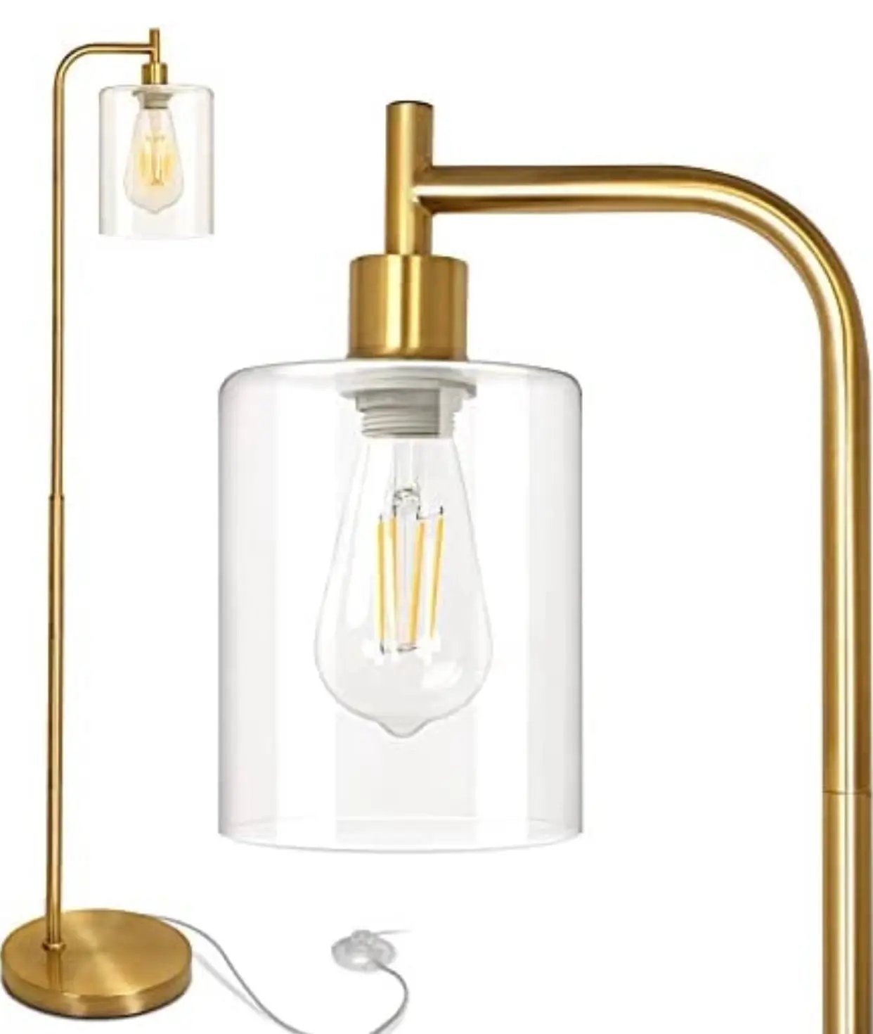 Industrial Floor Lamp, Modern Standing Lamps with Hanging Clear Glass Shade by Outdoor Solar Outlet