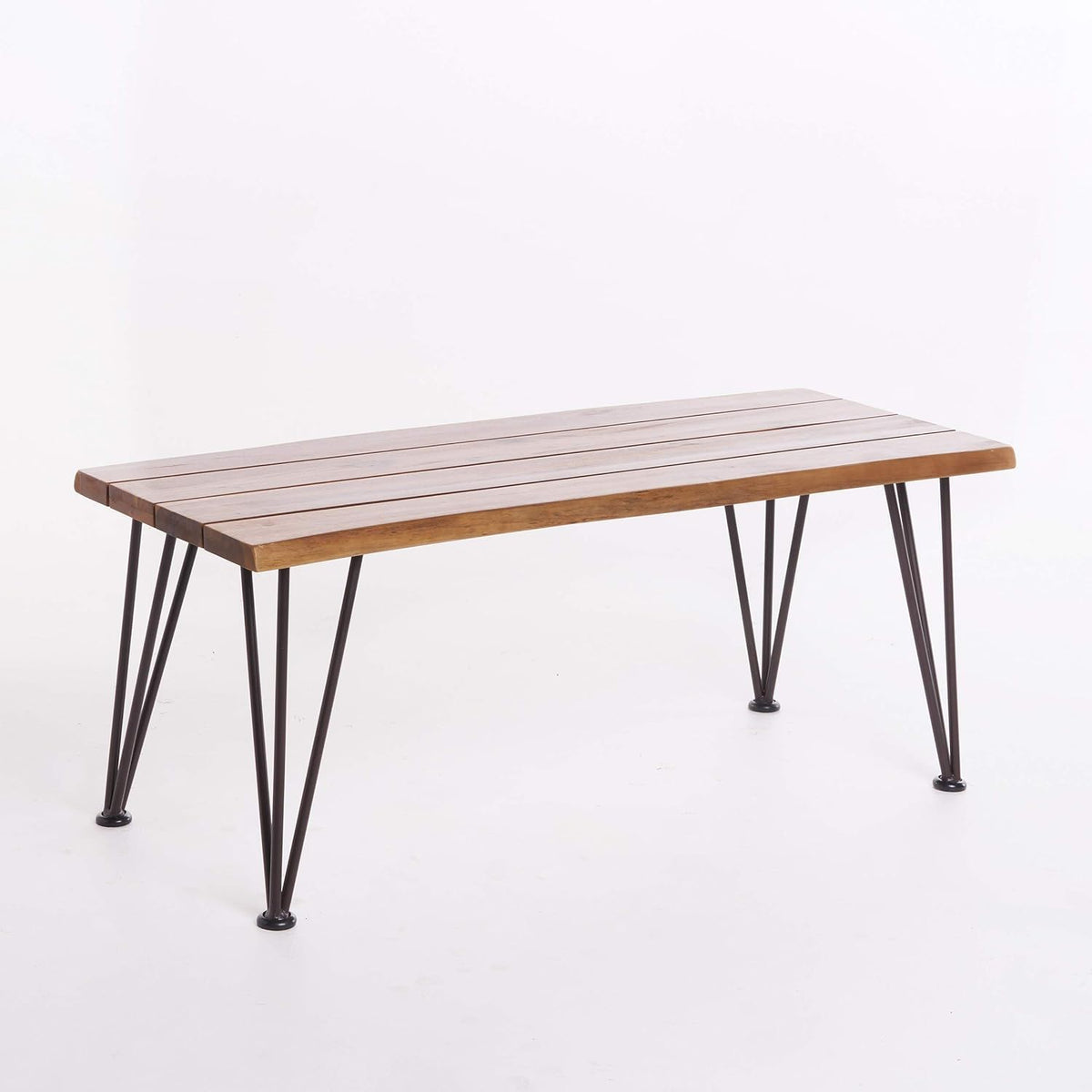 Industrial Iron Coffee Table Set with Teak Finish - Zion Outdoor, photo 3 of 4