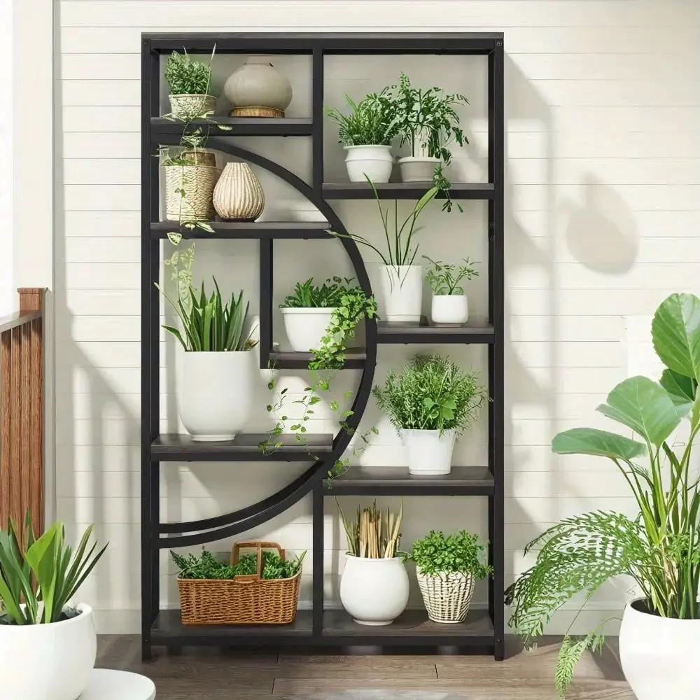 Industrial Metal 5 Tier Bookcase, Freestanding Bookshelf with Open Storage Shelves by House Of Avana