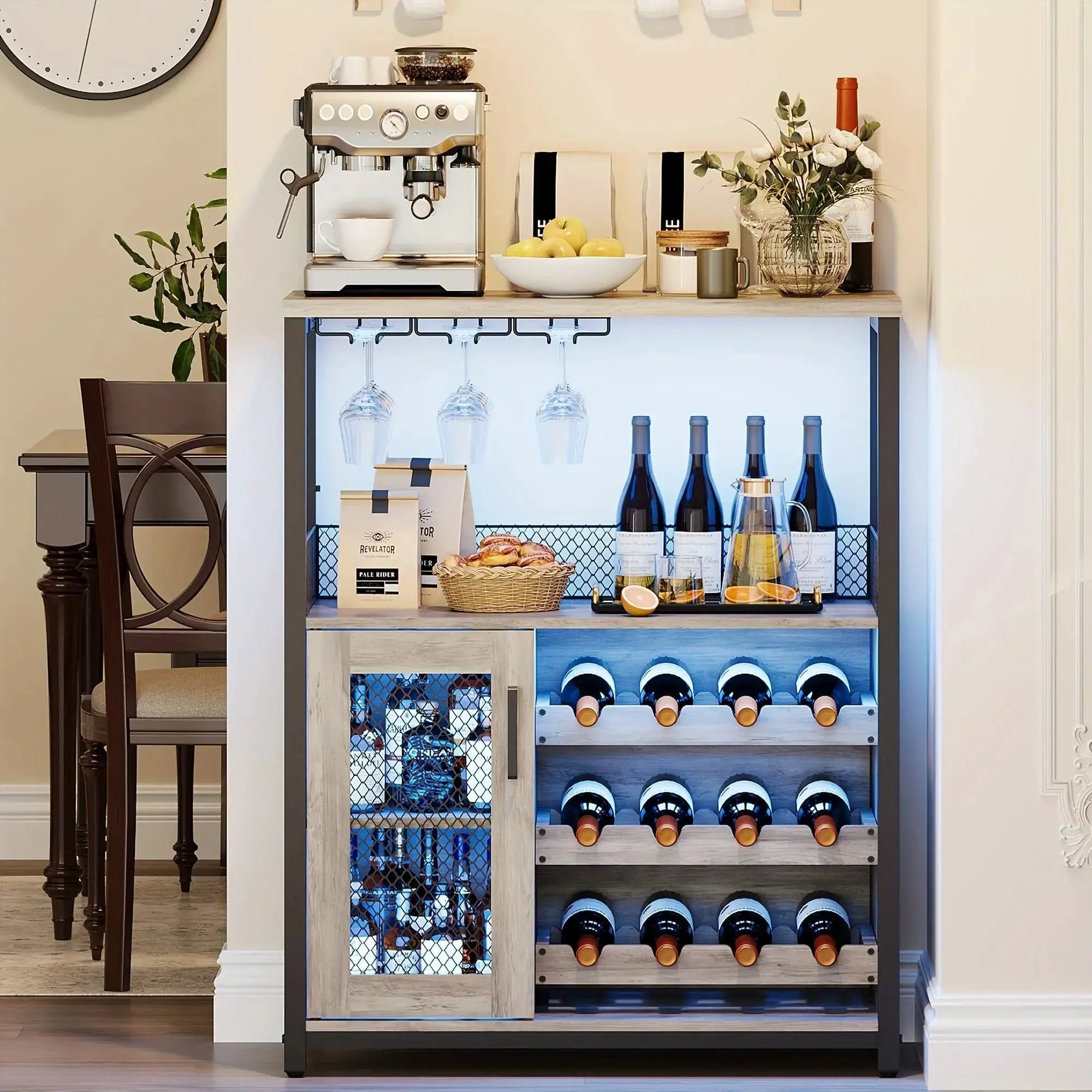Industrial Metal Sideboard Buffet Cabinet with Wine Rack by House Of Avana