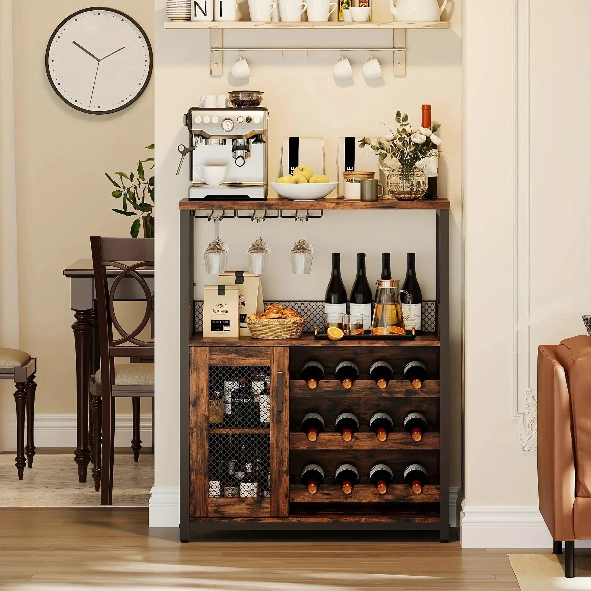 Industrial Metal Sideboard Buffet Cabinet with Wine Rack by House Of Avana