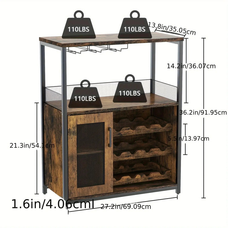 Industrial Metal Sideboard Buffet Cabinet with Wine Rack by House Of Avana