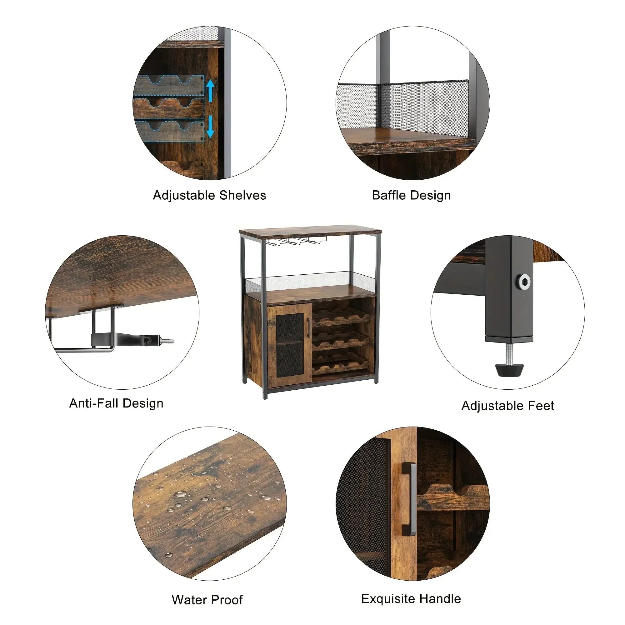 Industrial Metal Sideboard Buffet Cabinet with Wine Rack by House Of Avana