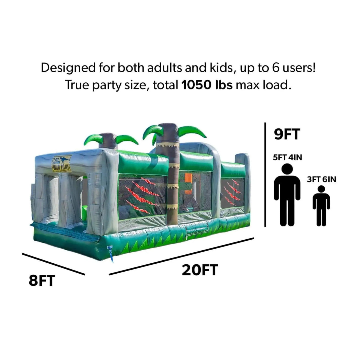 20FT Inflatable Dinosaur Obstacle Course With Blower (SAK90817) by SAKSBY WHOLESALE