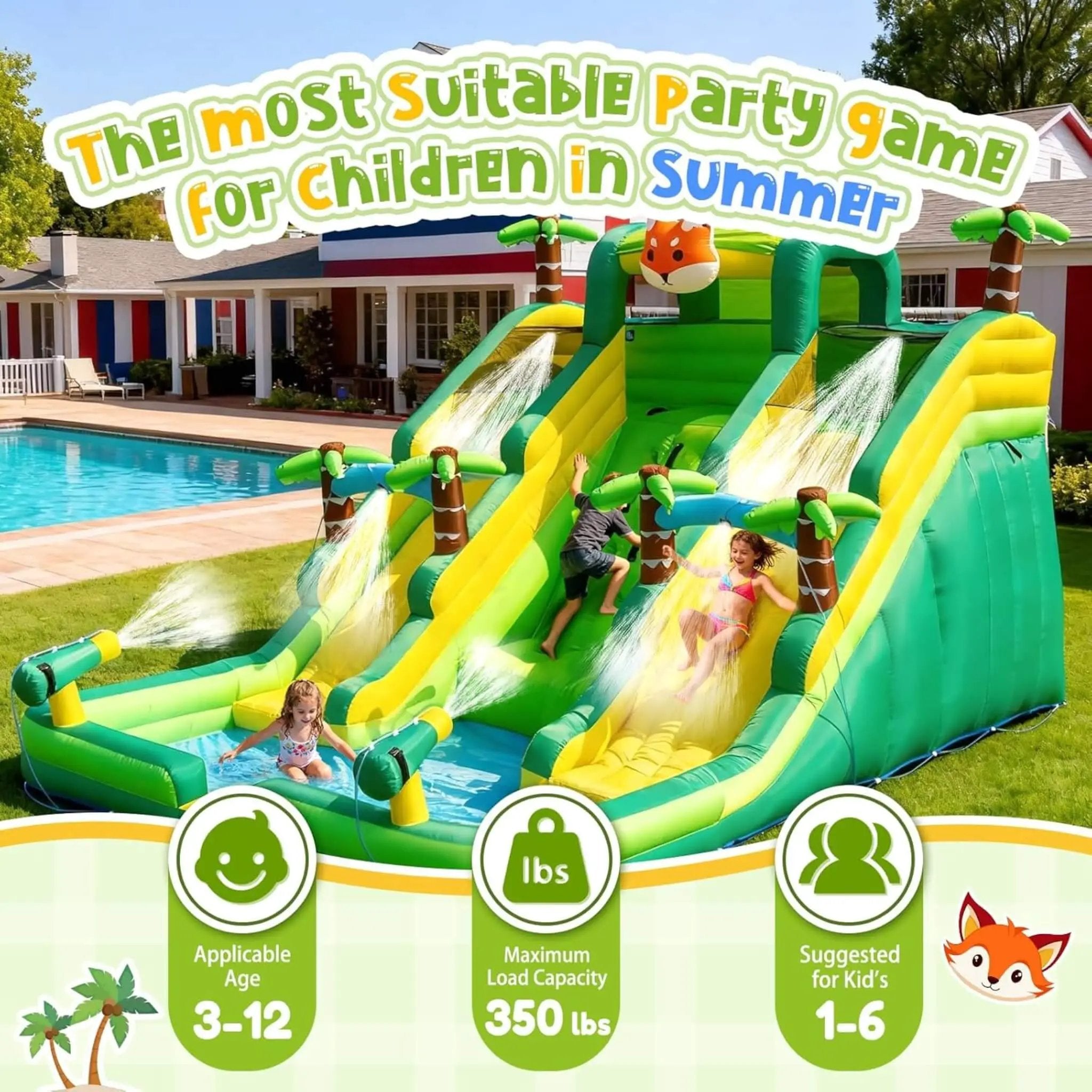 Inflatable Water Slide Park With Pool And Climbing Wall (SAK90736) by SAKSBY WHOLESALE