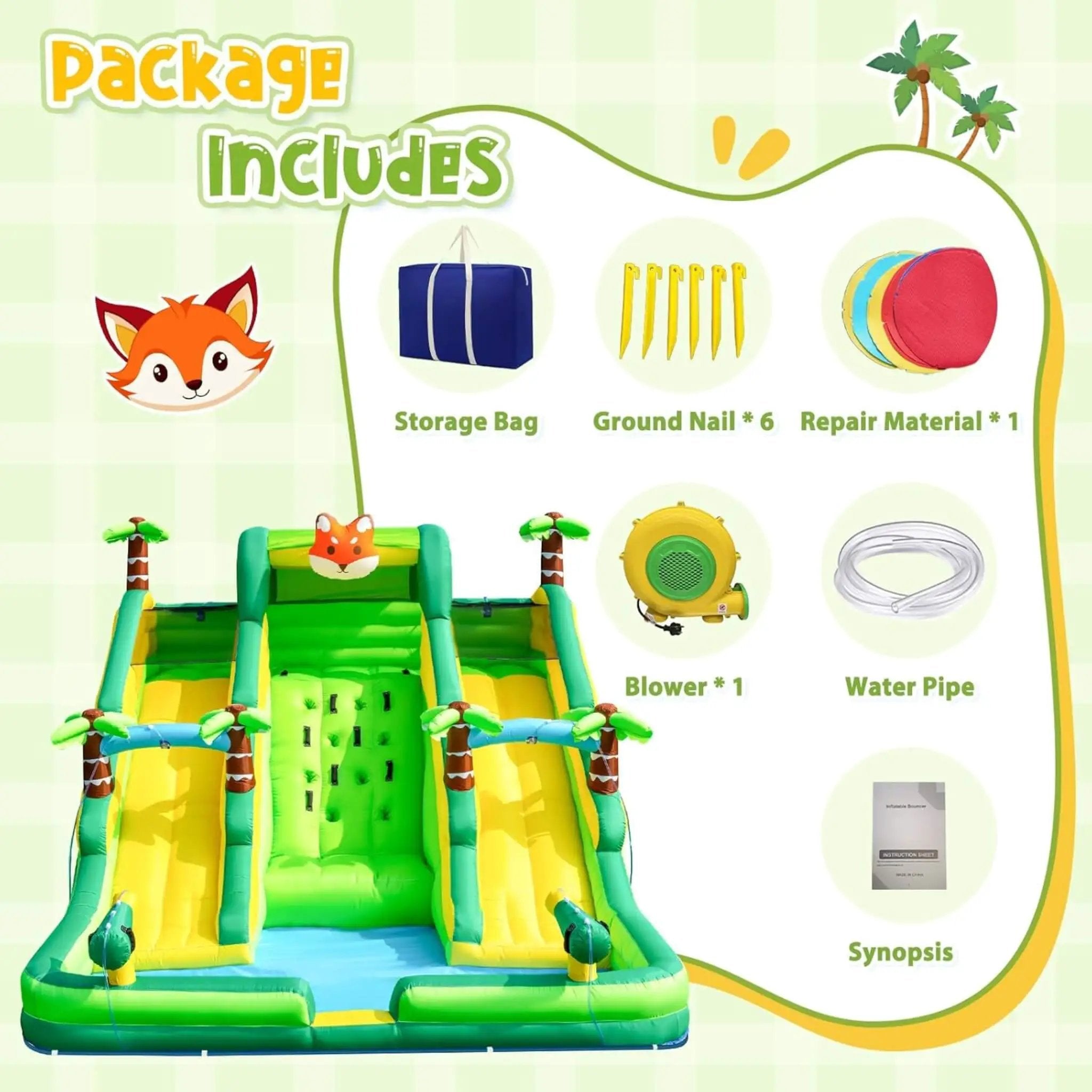 Inflatable Water Slide Park With Pool And Climbing Wall (SAK90736) by SAKSBY WHOLESALE