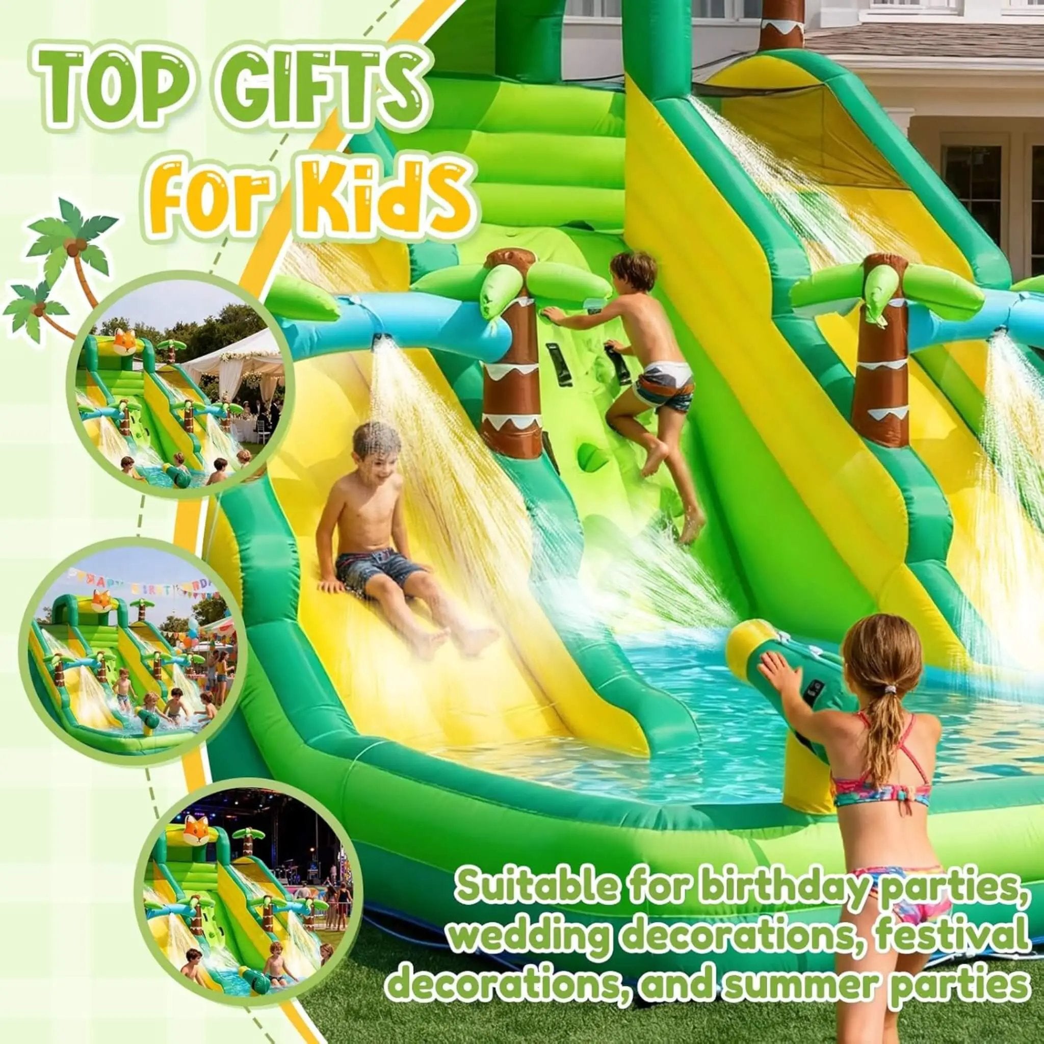 Inflatable Water Slide Park With Pool And Climbing Wall (SAK90736) by SAKSBY WHOLESALE