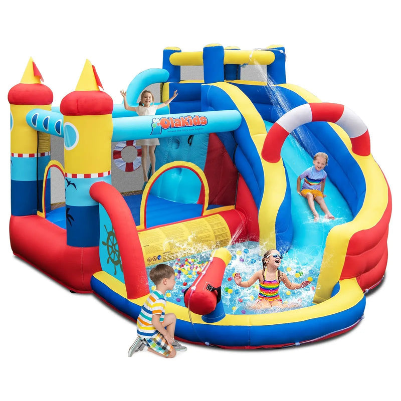 Inflatable Bounce Castle with Slide Climbing Wall and 450W Blower by DirectDeals