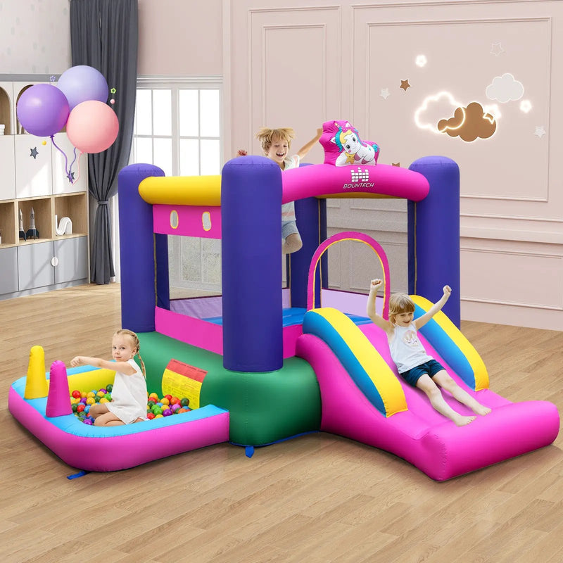 Inflatable Bounce House with Slide Splash Pool and Ring Tossing Games without Blower by DirectDeals