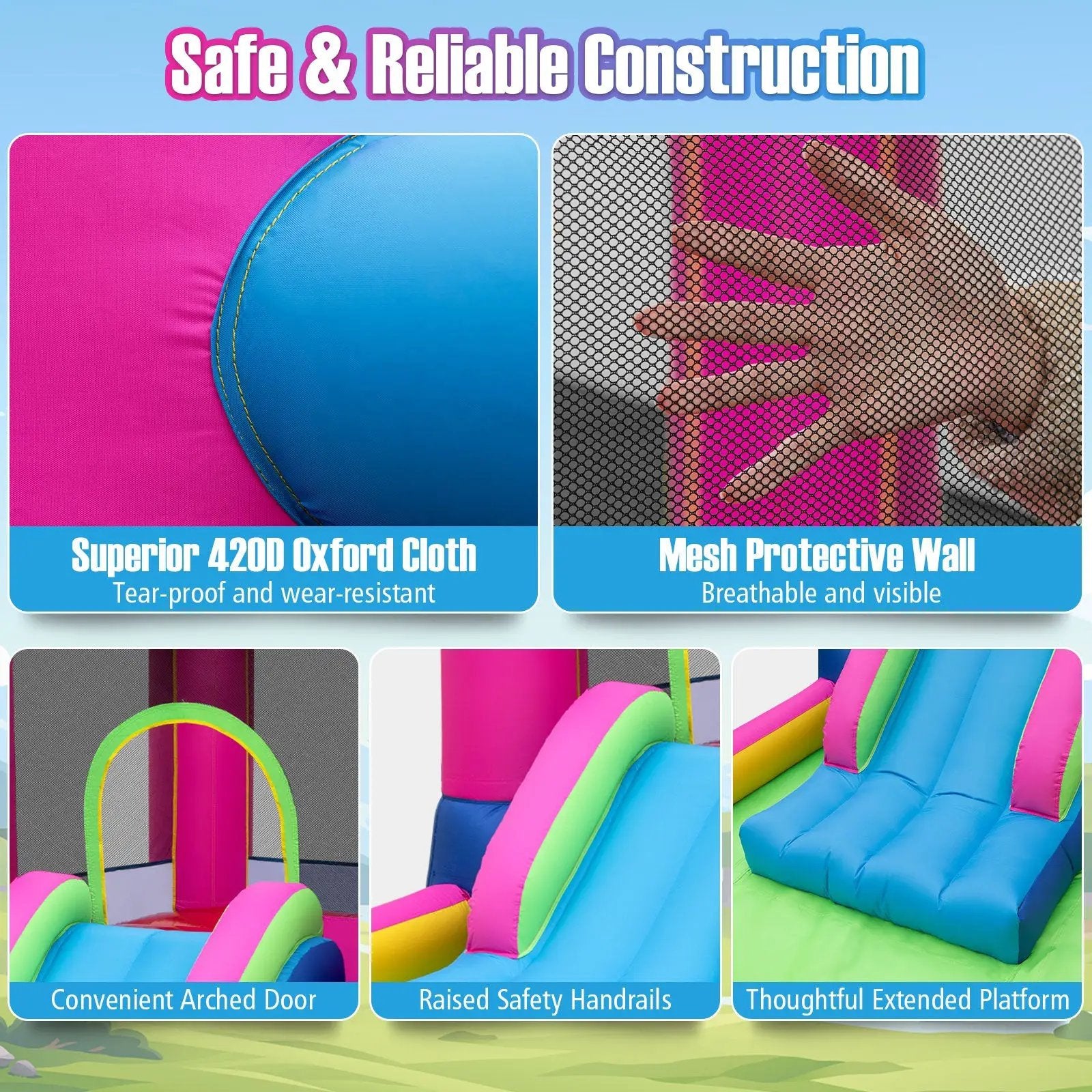 Inflatable Bounce House 4-in-1 Kids Princess-themed Bouncer Blow-up Bouncy Castle by DirectDeals
