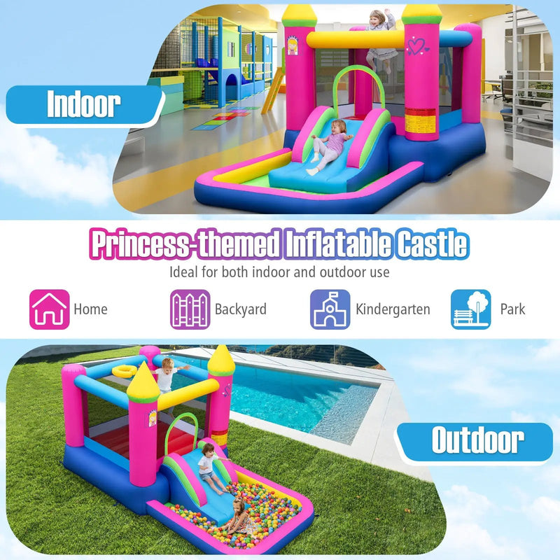 Inflatable Bounce House 4-in-1 Kids Princess-themed Bouncer Blow-up Bouncy Castle by DirectDeals