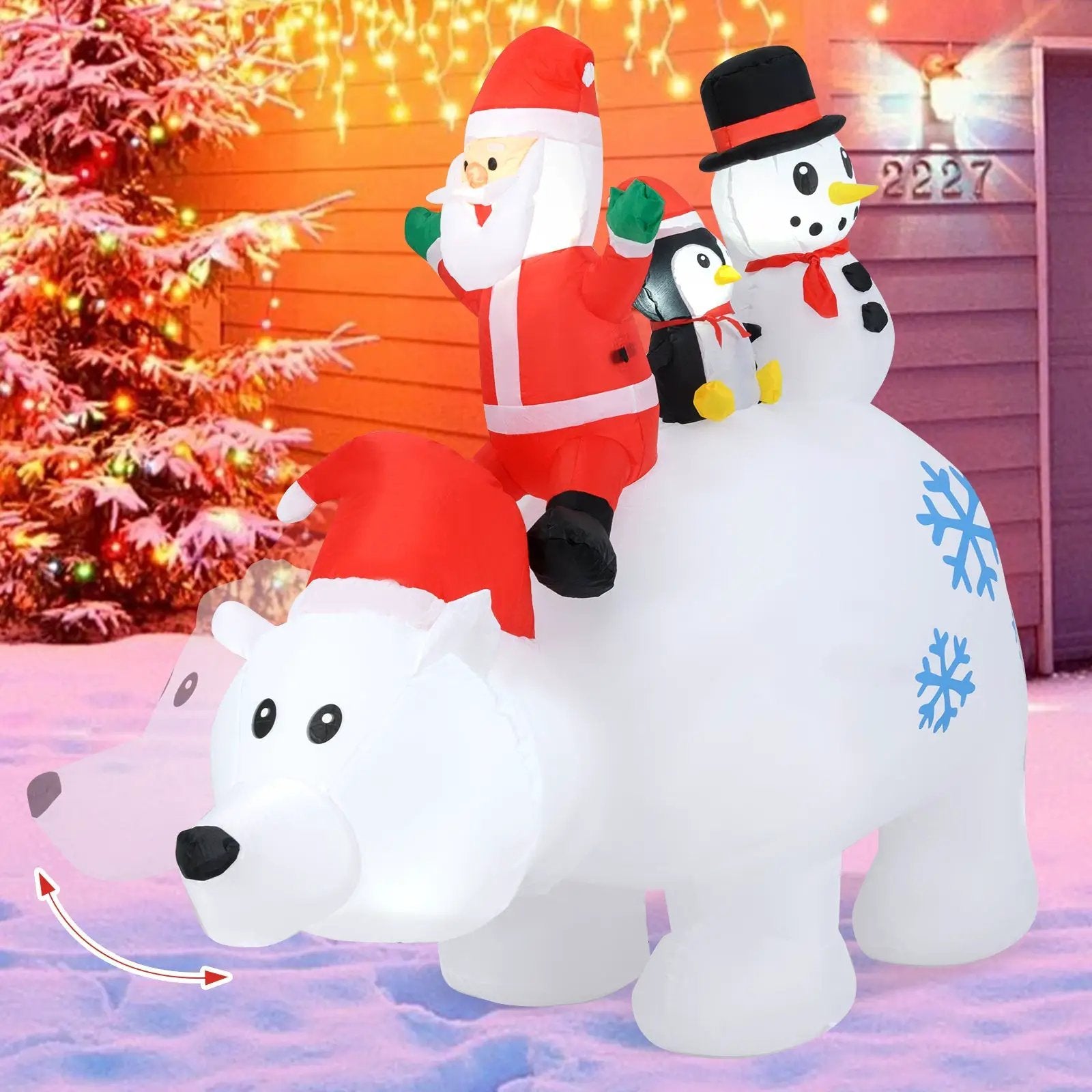6 Ft Christmas Inflatable with Lights Animated Santa Penguin and Snowman by DirectDeals