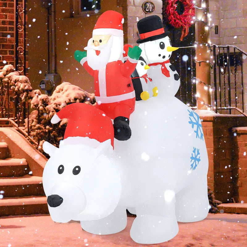 6 Ft Christmas Inflatable with Lights Animated Santa Penguin and Snowman by DirectDeals