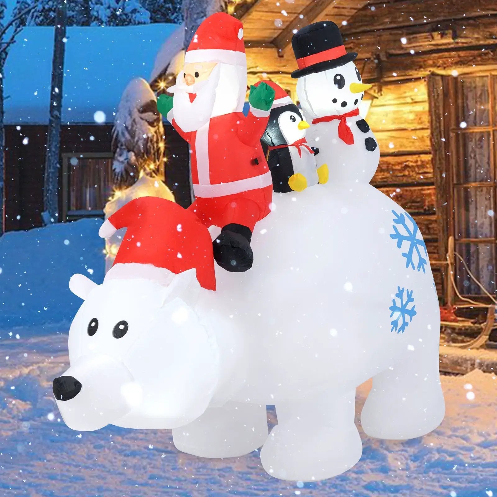 6 Ft Christmas Inflatable with Lights Animated Santa Penguin and Snowman by DirectDeals