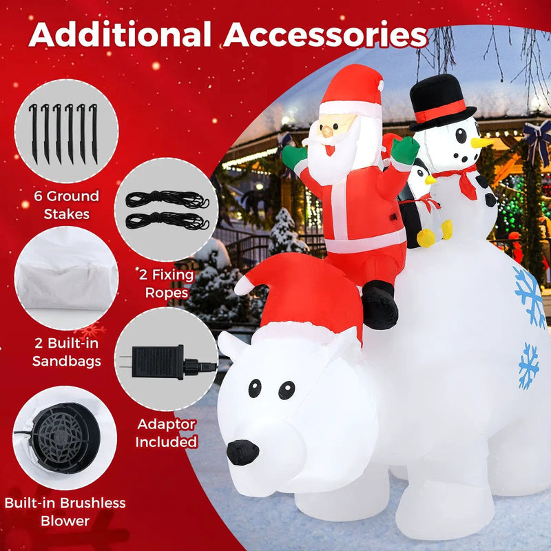 6 Ft Christmas Inflatable with Lights Animated Santa Penguin and Snowman by DirectDeals