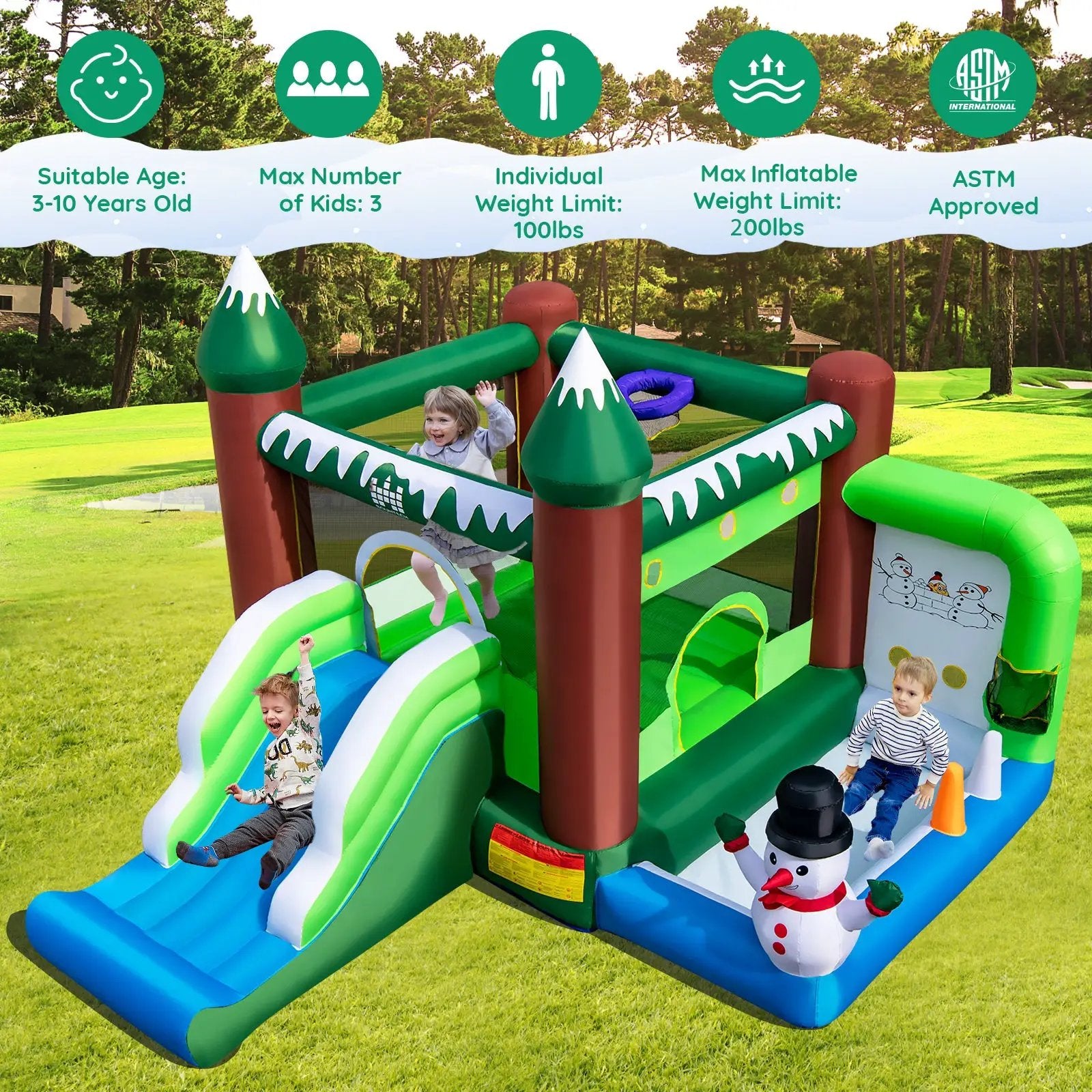 Inflatable Christmas Bouncy House with 735w Blower by DirectDeals