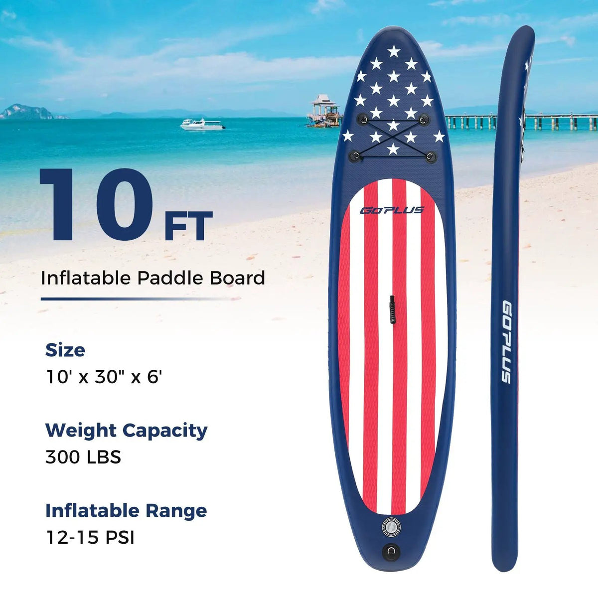Inflatable Paddle Board with Removable Fin and Backpack by DirectDeals