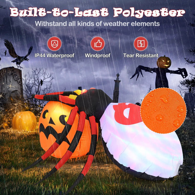 4.9 x 4.6 Feet Inflatable Spider with Pumpkin and Rotating Light by DirectDeals