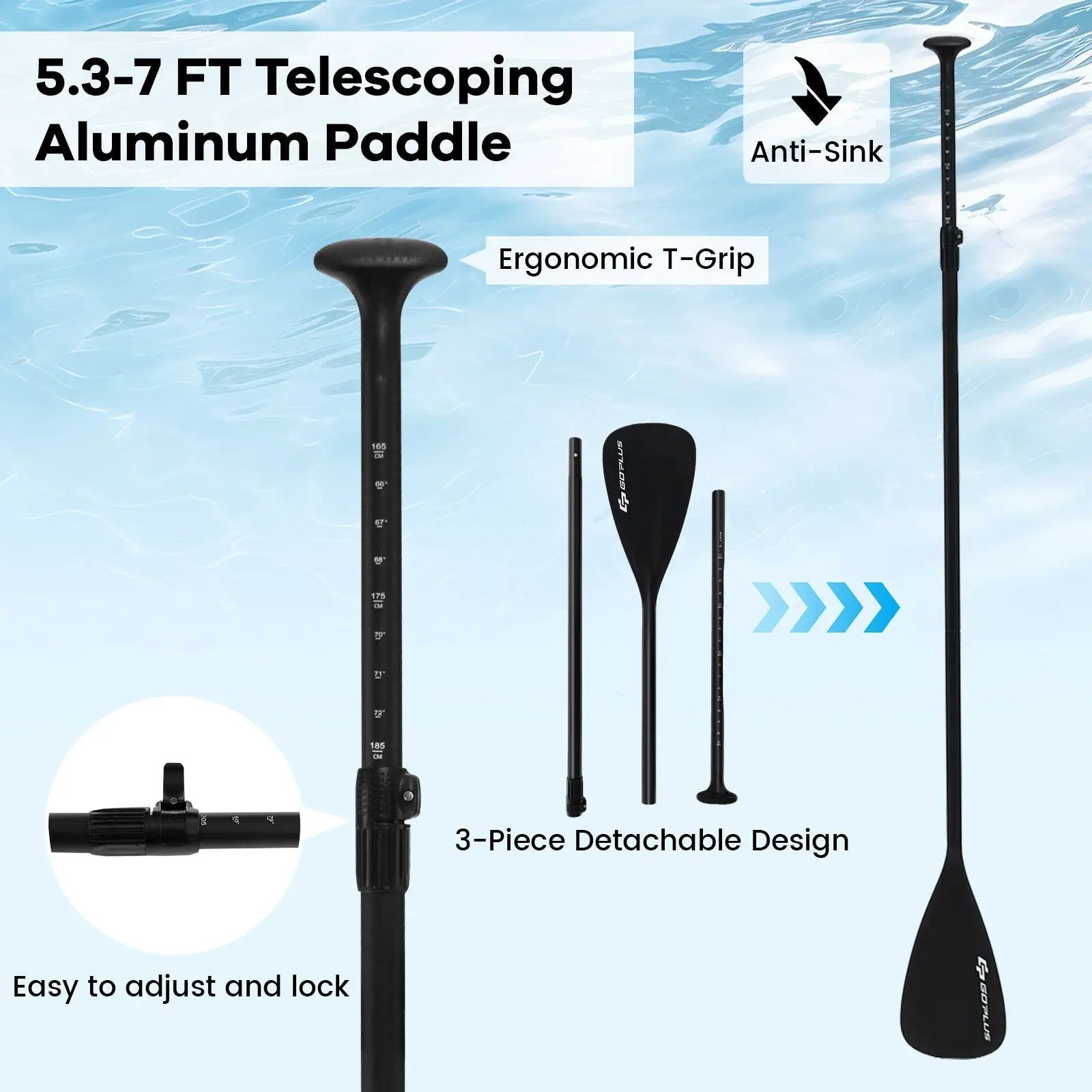 Inflatable Stand up Paddle Board iSUP Board Accessories with 3 Fins and Backpack by DirectDeals