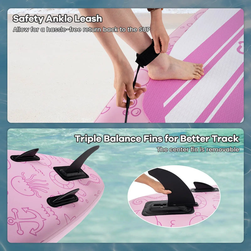 Inflatable Stand up Paddle Board iSUP Board Accessories with 3 Fins and Backpack by DirectDeals