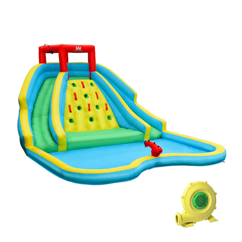 Inflatable Water Park Bounce House with Double Slide and Climbing Wall with 735W Blower by DirectDeals