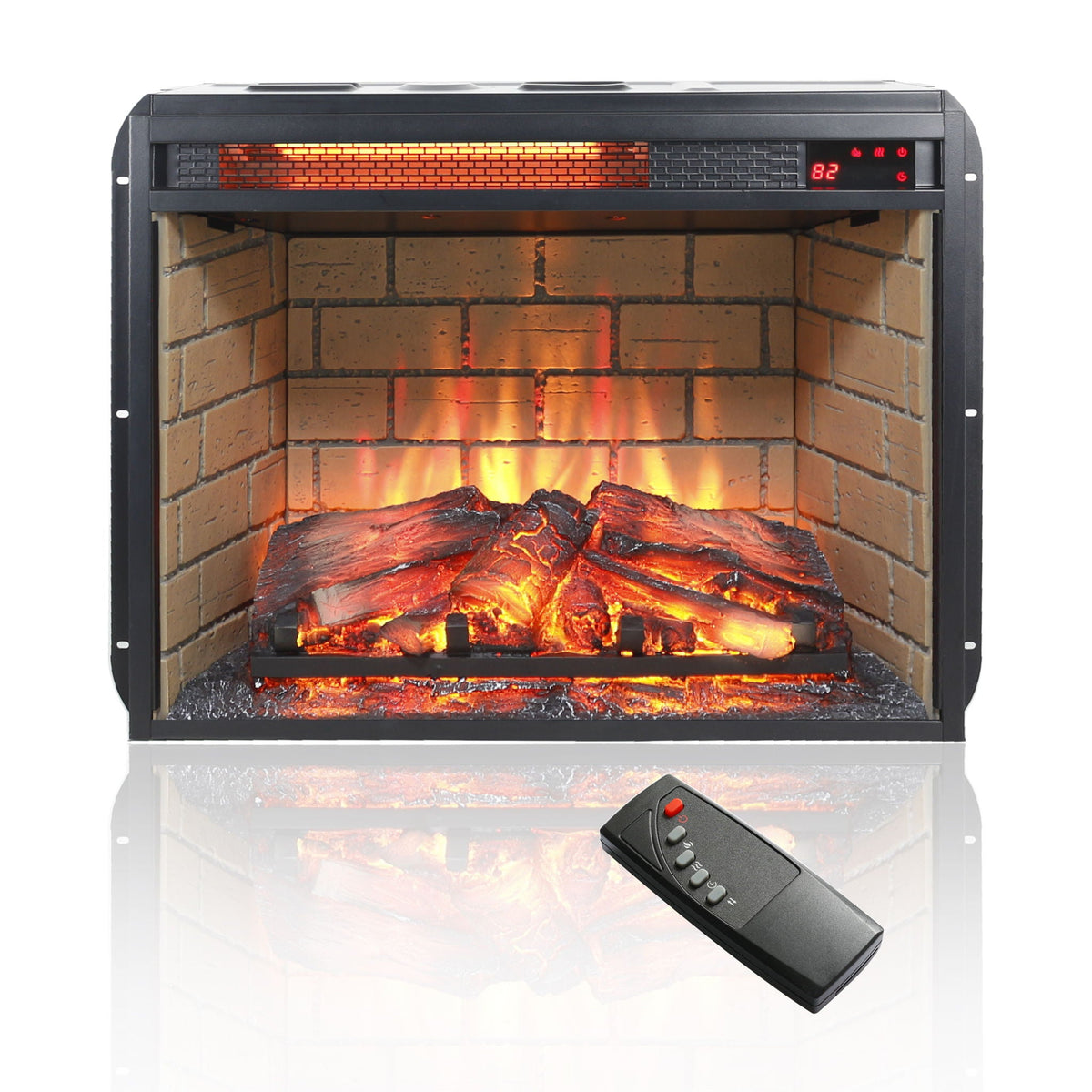 Infrared Quartz Heater Fireplace Insert -Woodlog Version With Brick, photo 5 of 8