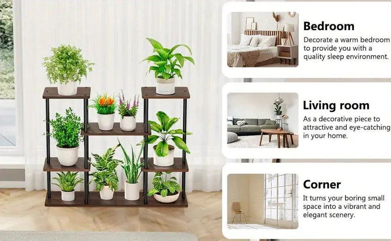 INGIORDAR 4-Tier Metal Plant Stand Indoor 10 Pot Tiered Flower Holder by House Of Avana