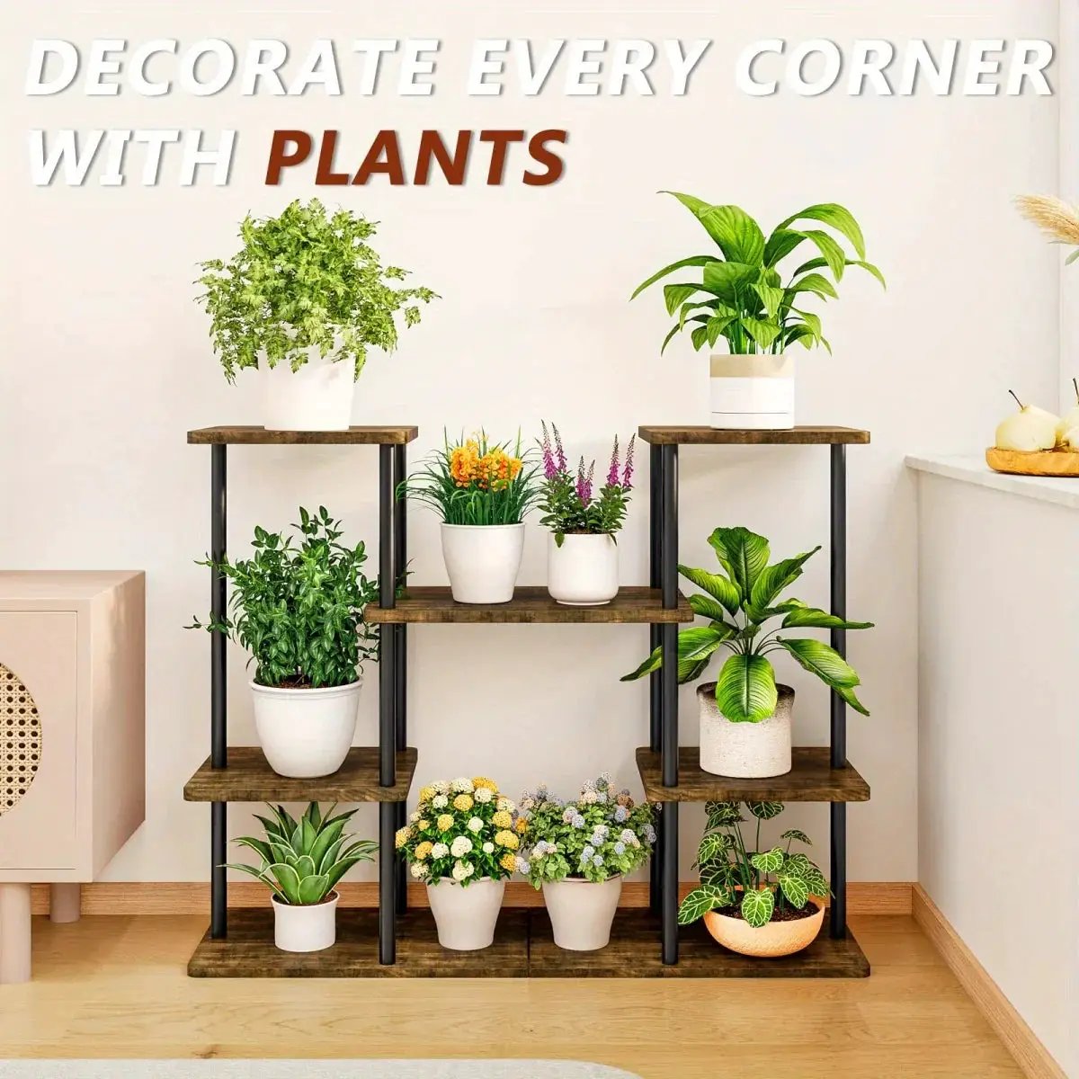 INGIORDAR 4-Tier Metal Plant Stand Indoor 10 Pot Tiered Flower Holder by House Of Avana
