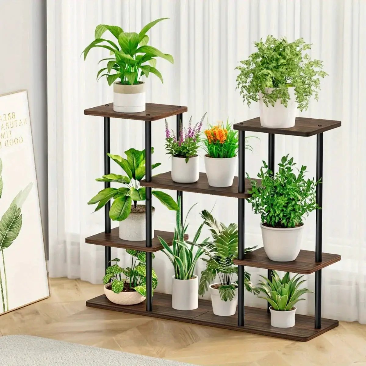 INGIORDAR 4-Tier Metal Plant Stand Indoor 10 Pot Tiered Flower Holder by House Of Avana