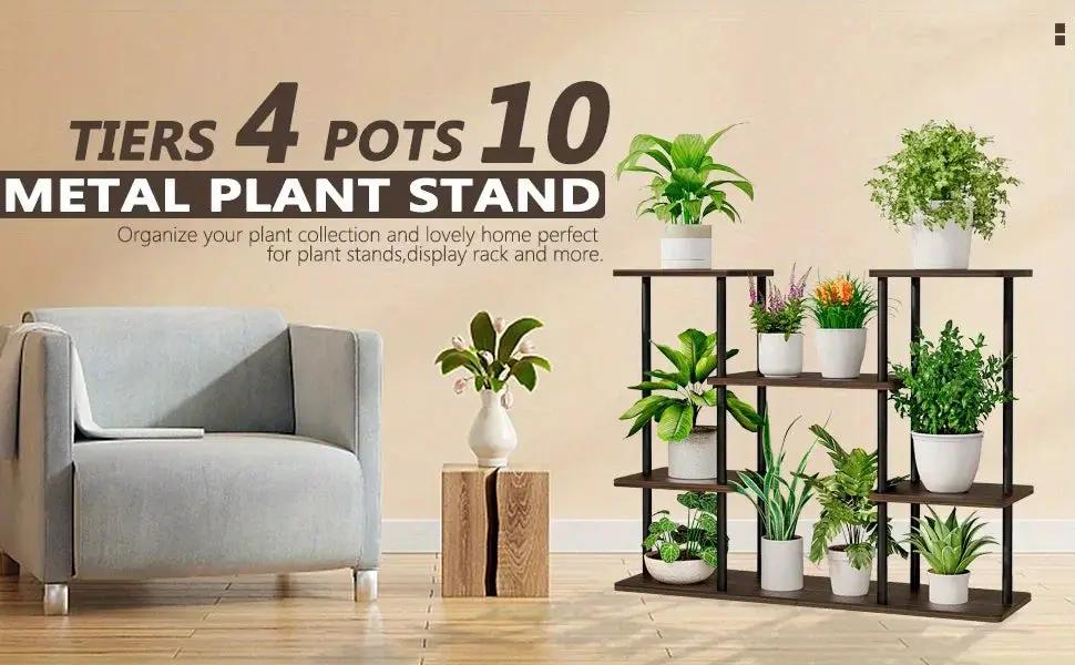 INGIORDAR 4-Tier Metal Plant Stand Indoor 10 Pot Tiered Flower Holder by House Of Avana