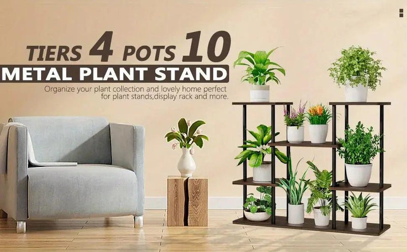 INGIORDAR 4-Tier Metal Plant Stand Indoor 10 Pot Tiered Flower Holder by House Of Avana