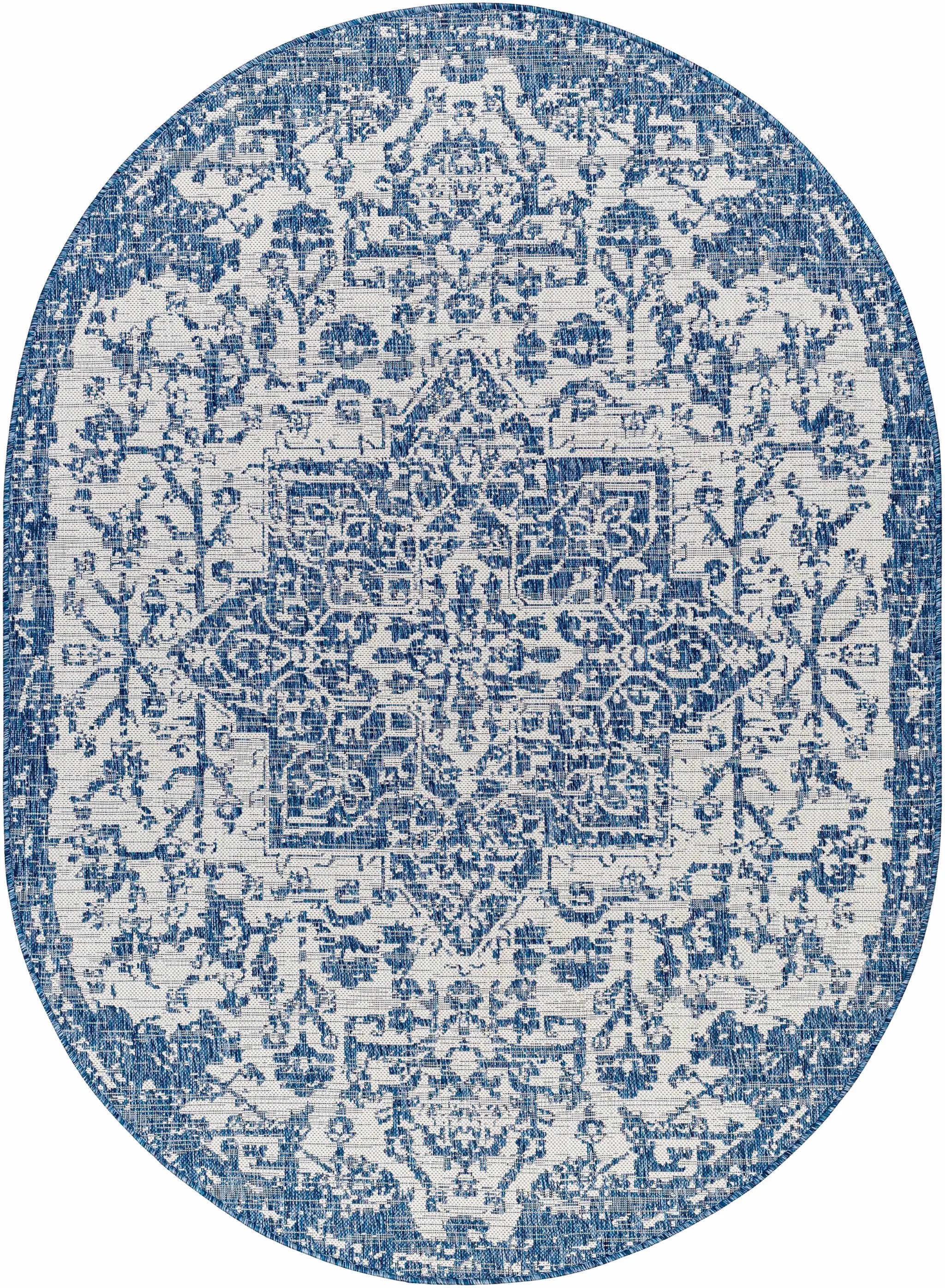 Dark Blue Kilmacolm Indoor & Outdoor Area Rug - Clearance by Boutique Rugs