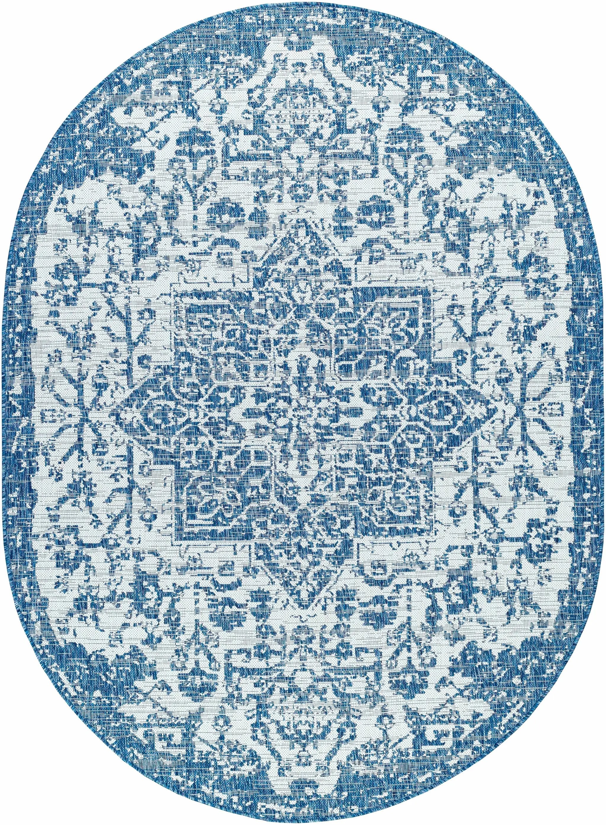 Dark Blue Kilmacolm Indoor & Outdoor Area Rug - Clearance by Boutique Rugs