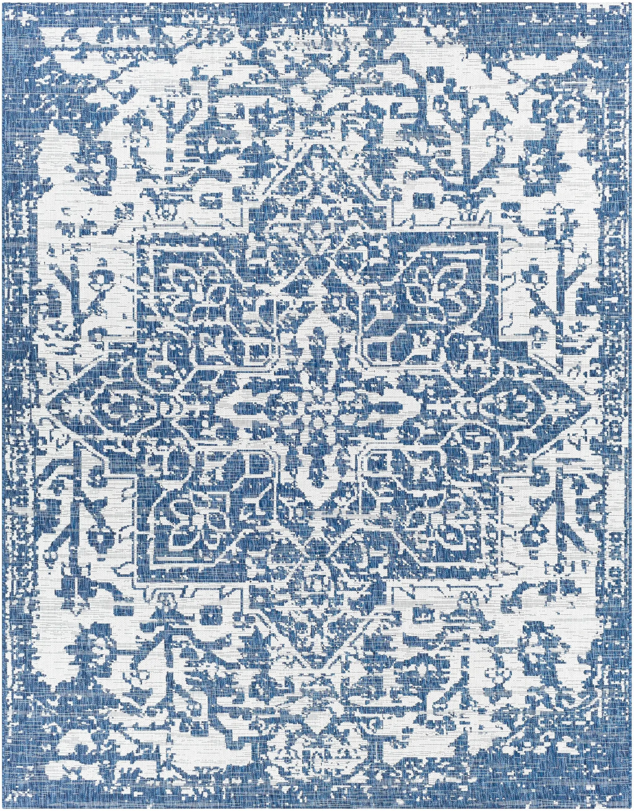Dark Blue Kilmacolm Indoor & Outdoor Area Rug - Clearance by Boutique Rugs