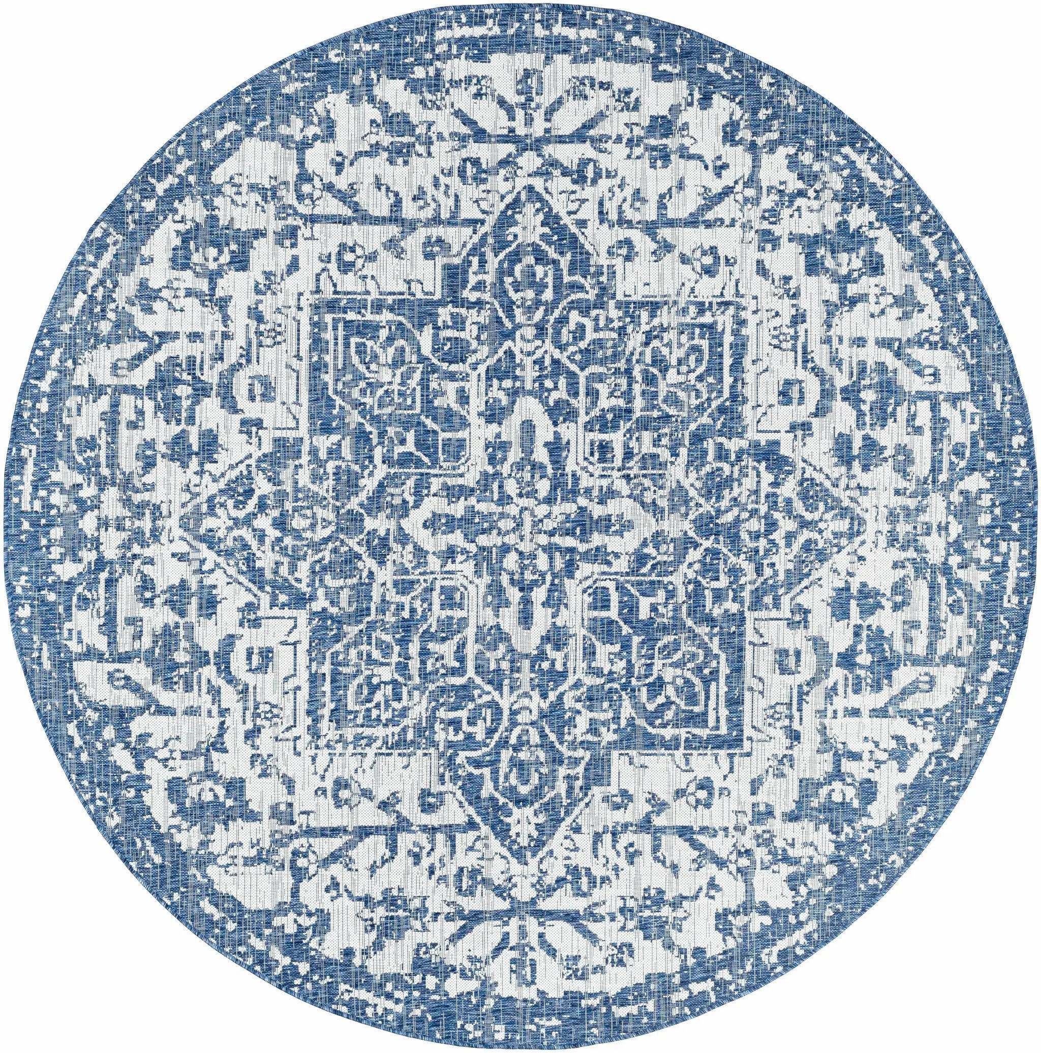 Dark Blue Kilmacolm Indoor & Outdoor Area Rug - Clearance by Boutique Rugs