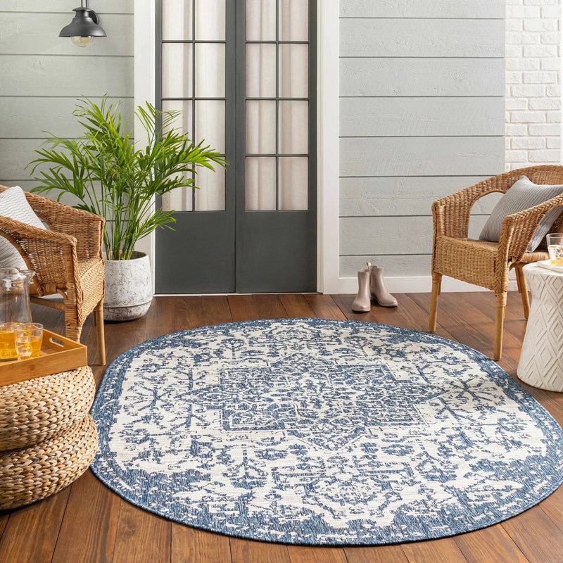 Dark Blue Kilmacolm Indoor & Outdoor Area Rug - Clearance by Boutique Rugs