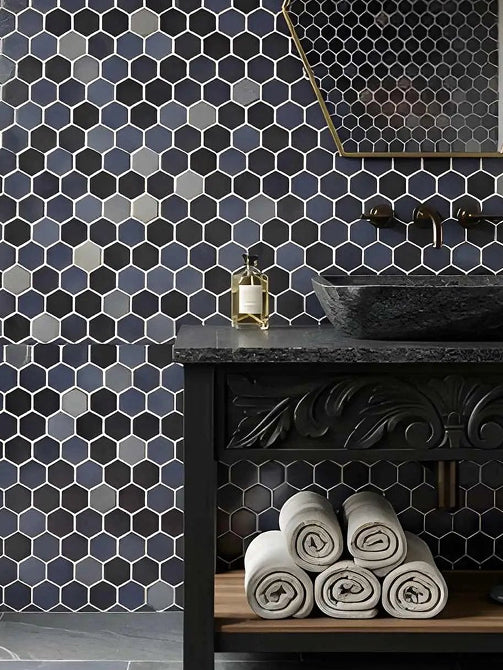 Dark Hexagon Bathroom