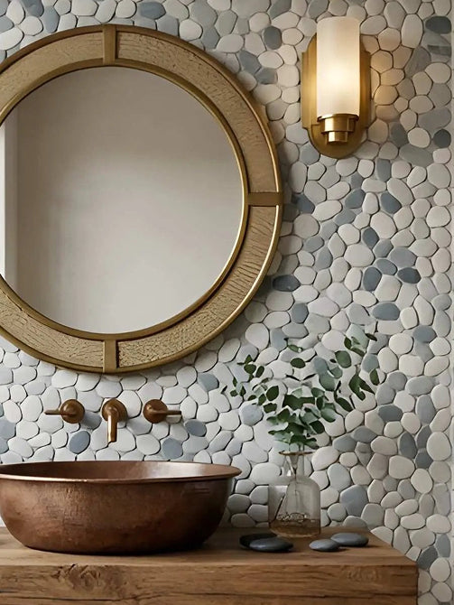 Pebble Mosaic Powder Room