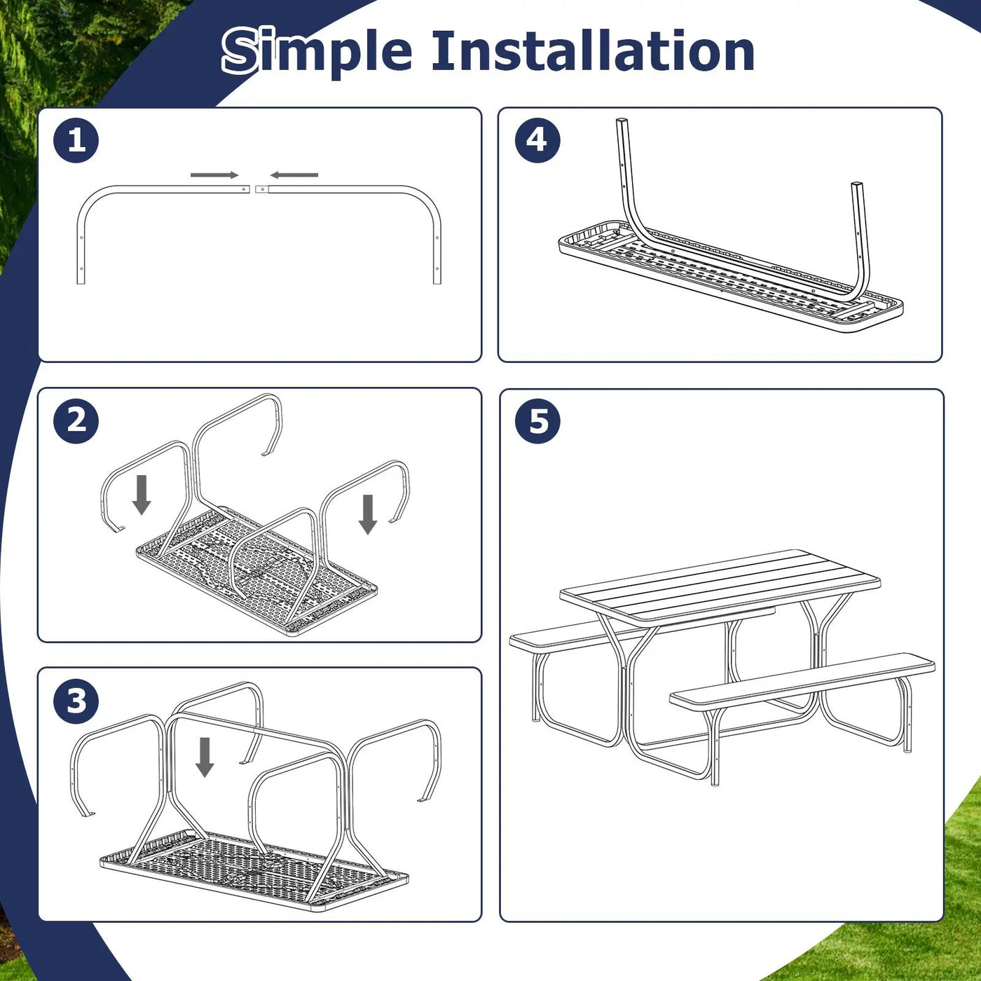 HDPE Outdoor Picnic Table Bench Set with Metal Base by DirectDeals