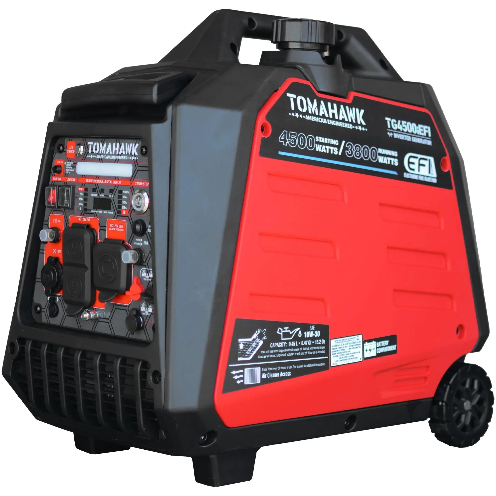 4500 Watt Inverter Generator Electronic Fuel Injection EFI Super Quiet Portable Gas Power Professional Use by Tomahawk Power