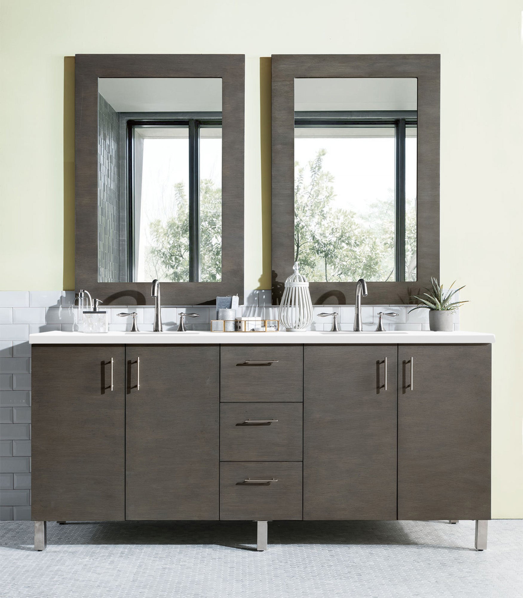 James Martin Metropolitan 72" Dual Mount Double Bathroom Vanity, Silver Oak by James Martin